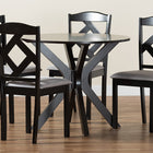 Baxton Studio Carlin Modern Transitional Grey Fabric Upholstered and Dark Brown Finished Wood 5-Piece Dining Set