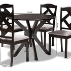 Baxton Studio Carlin Modern Transitional Grey Fabric Upholstered and Dark Brown Finished Wood 5-Piece Dining Set