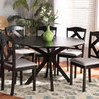 Baxton Studio Carlin Modern Transitional Grey Fabric Upholstered and Dark Brown Finished Wood 7-Piece Dining Set