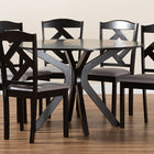 Baxton Studio Carlin Modern Transitional Grey Fabric Upholstered and Dark Brown Finished Wood 7-Piece Dining Set
