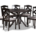 Baxton Studio Carlin Modern Transitional Grey Fabric Upholstered and Dark Brown Finished Wood 7-Piece Dining Set