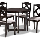 Baxton Studio Morigan Modern Transitional Grey Fabric Upholstered and Dark Brown Finished Wood 5-Piece Dining Set