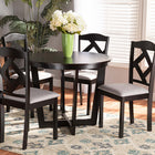Baxton Studio Morigan Modern Transitional Grey Fabric Upholstered and Dark Brown Finished Wood 5-Piece Dining Set