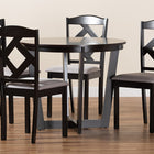 Baxton Studio Morigan Modern Transitional Grey Fabric Upholstered and Dark Brown Finished Wood 5-Piece Dining Set