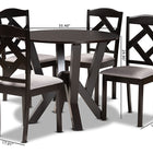 Baxton Studio Riona Modern Transitional Grey Fabric Upholstered and Dark Brown Finished Wood 5-Piece Dining Set