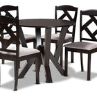 Baxton Studio Riona Modern Transitional Grey Fabric Upholstered and Dark Brown Finished Wood 5-Piece Dining Set