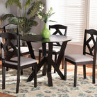 Baxton Studio Riona Modern Transitional Grey Fabric Upholstered and Dark Brown Finished Wood 5-Piece Dining Set