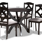 Baxton Studio Nesa Modern Transitional Grey Fabric Upholstered and Dark Brown Finished Wood 5-Piece Dining Set