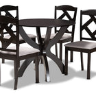 Baxton Studio Nesa Modern Transitional Grey Fabric Upholstered and Dark Brown Finished Wood 5-Piece Dining Set