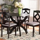Baxton Studio Nesa Modern Transitional Grey Fabric Upholstered and Dark Brown Finished Wood 5-Piece Dining Set