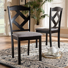 Baxton Studio Ruth Modern and Contemporary Grey Fabric Upholstered and Espresso Brown Finished Dining Chair Set of 2