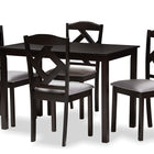 Baxton Studio Ruth Modern and Contemporary Espresso Brown Finished and Grey Fabric Upholstered 5-Piece Dining Set