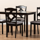 Baxton Studio Ruth Modern and Contemporary Espresso Brown Finished and Grey Fabric Upholstered 5-Piece Dining Set