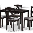 Baxton Studio Ruth Modern and Contemporary Espresso Brown Finished and Grey Fabric Upholstered 5-Piece Dining Set