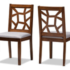 Baxton Studio Abilene Mid-Century Grey Fabric Upholstered and Walnut Brown Finished Dining Chair Set of 2