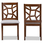 Baxton Studio Abilene Mid-Century Grey Fabric Upholstered and Walnut Brown Finished Dining Chair Set of 2