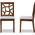 Baxton Studio Abilene Mid-Century Grey Fabric Upholstered and Walnut Brown Finished Dining Chair Set of 2