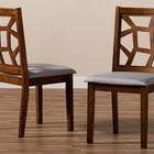 Baxton Studio Abilene Mid-Century Grey Fabric Upholstered and Walnut Brown Finished Dining Chair Set of 2