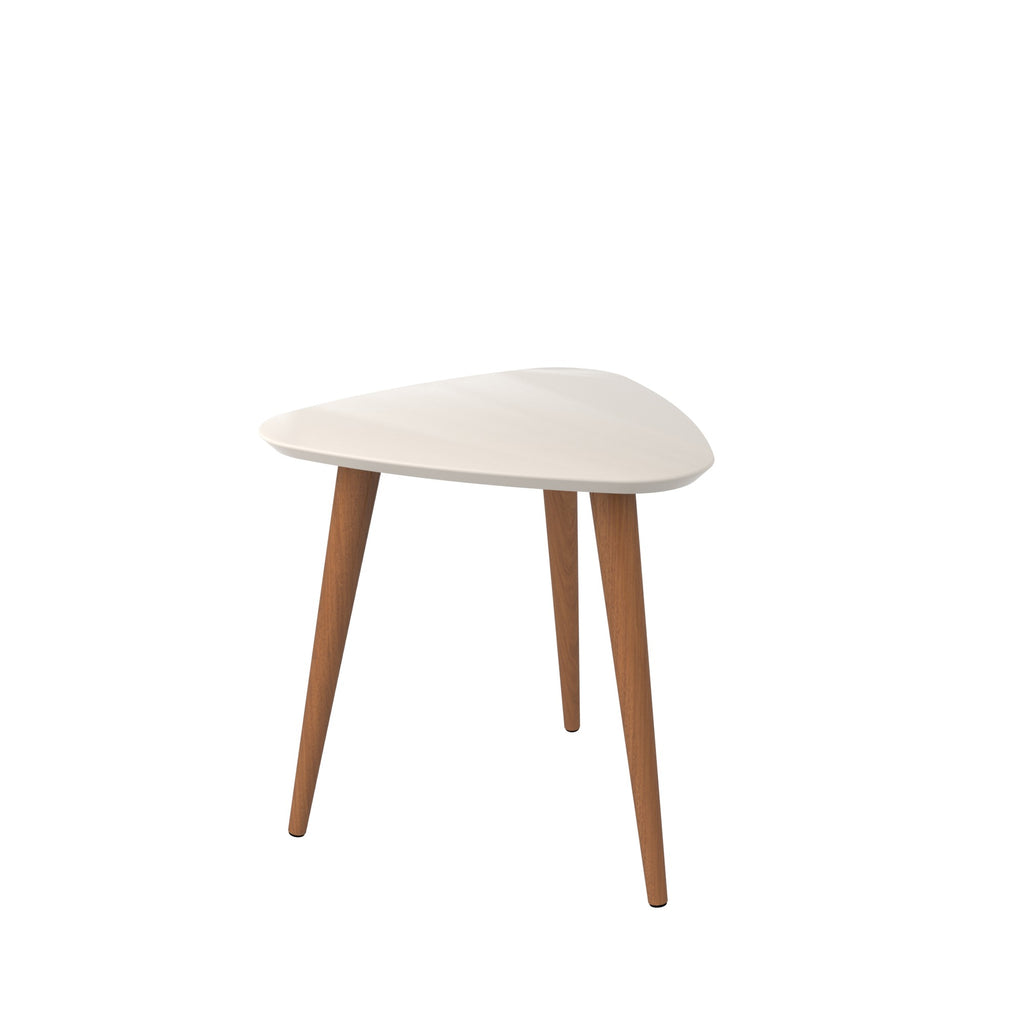 Manhattan Comfort Utopia Contemporary Modern 20" Triangle End Table in Off White