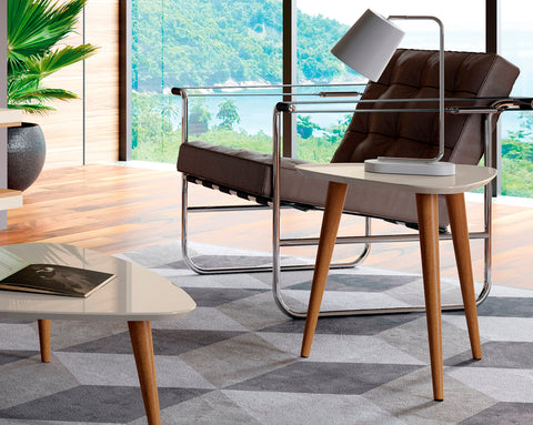 Manhattan Comfort Utopia Contemporary Modern 20" Triangle End Table in Off White