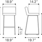 Zuo Pago Barstool (Set of 2) Black