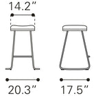 Zuo Bree Counter Stool (Set of 2) Burgundy & Gold