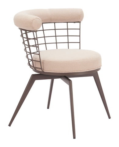 Zuo Saku Swivel Dining Chair Beige & Brown