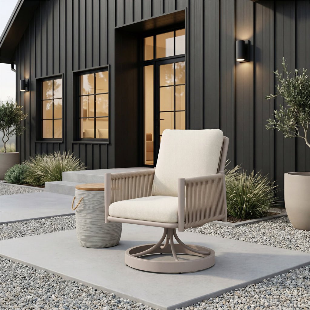Zuo Rivan Swivel Dining Chair Beige