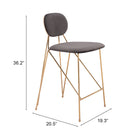 Zuo Georges Counter Stool (Set of 2) Gray & Gold