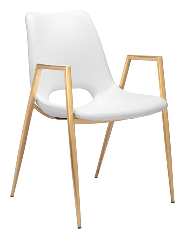 Zuo Desi Dining Chair (Set of 2) White & Gold