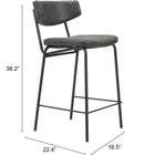 Zuo Charon Counter Stool (Set of 2) Vintage Black