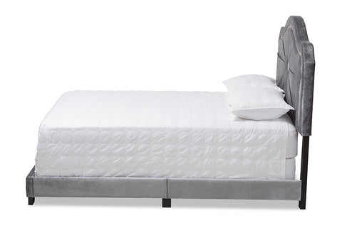 Baxton Studio Embla Modern and Contemporary Grey Velvet Fabric Upholstered Full Size Bed