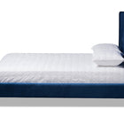 Baxton Studio Valery Modern and Contemporary Navy Blue Velvet Fabric Upholstered Queen Size Platform Bed with Gold-Finished Legs