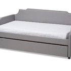 Baxton Studio Ally Modern and Contemporary Grey Fabric Upholstered Twin Size Sofa Daybed with Roll Out Trundle Guest Bed