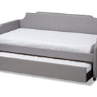 Baxton Studio Ally Modern and Contemporary Grey Fabric Upholstered Twin Size Sofa Daybed with Roll Out Trundle Guest Bed