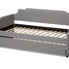 Baxton Studio Ally Modern and Contemporary Grey Fabric Upholstered Twin Size Sofa Daybed with Roll Out Trundle Guest Bed