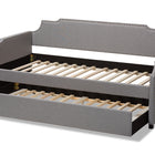 Baxton Studio Ally Modern and Contemporary Grey Fabric Upholstered Twin Size Sofa Daybed with Roll Out Trundle Guest Bed