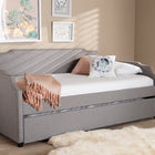 Baxton Studio Ally Modern and Contemporary Grey Fabric Upholstered Twin Size Sofa Daybed with Roll Out Trundle Guest Bed