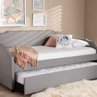 Baxton Studio Ally Modern and Contemporary Grey Fabric Upholstered Twin Size Sofa Daybed with Roll Out Trundle Guest Bed
