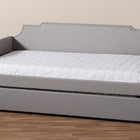 Baxton Studio Ally Modern and Contemporary Grey Fabric Upholstered Twin Size Sofa Daybed with Roll Out Trundle Guest Bed