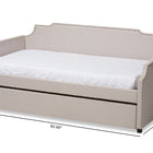 Baxton Studio Ally Modern and Contemporary Beige Fabric Upholstered Twin Size Sofa Daybed with Roll Out Trundle Guest Bed