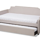 Baxton Studio Ally Modern and Contemporary Beige Fabric Upholstered Twin Size Sofa Daybed with Roll Out Trundle Guest Bed