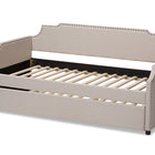 Baxton Studio Ally Modern and Contemporary Beige Fabric Upholstered Twin Size Sofa Daybed with Roll Out Trundle Guest Bed