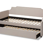 Baxton Studio Ally Modern and Contemporary Beige Fabric Upholstered Twin Size Sofa Daybed with Roll Out Trundle Guest Bed