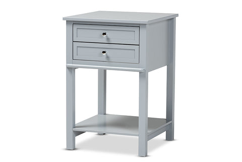 Baxton Studio Willow Modern Transitional Light Grey Finished 2-Drawer Wood End Table