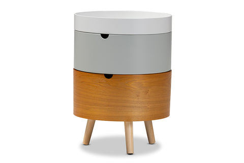Baxton Studio Elison Mid-Century Modern Multi Color 3-Tier Wood End Table