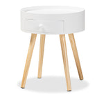 Baxton Studio Jessen Mid-Century Modern White 1-Drawer Wood End Table