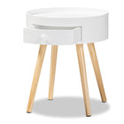 Baxton Studio Jessen Mid-Century Modern White 1-Drawer Wood End Table