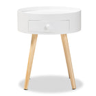 Baxton Studio Jessen Mid-Century Modern White 1-Drawer Wood End Table