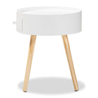 Baxton Studio Jessen Mid-Century Modern White 1-Drawer Wood End Table
